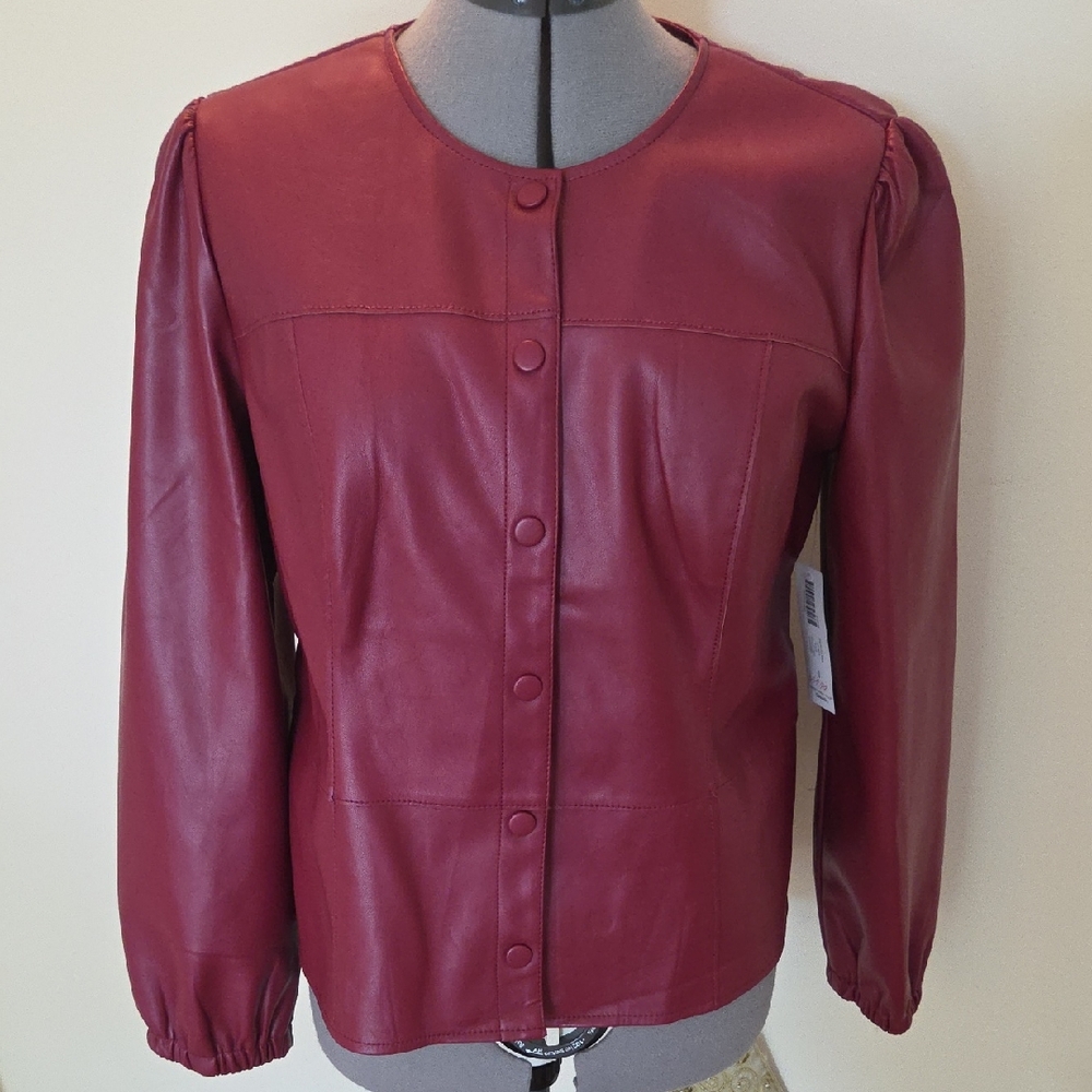 Chico's Burgundy Faux Leather Jacket